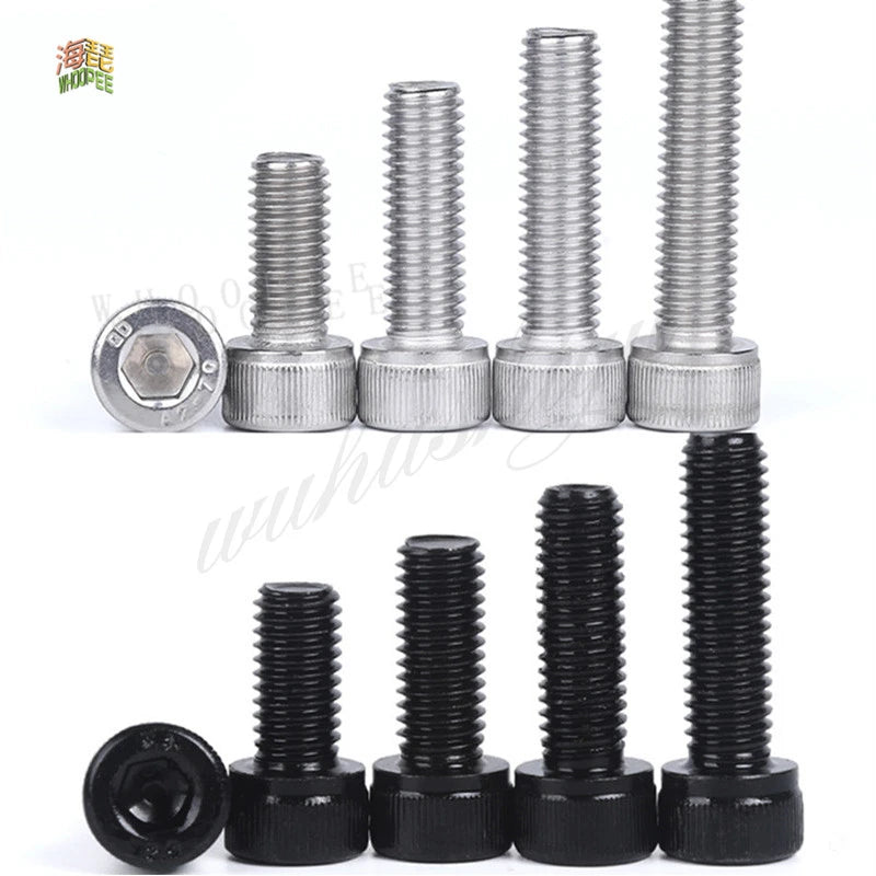 10pcs DIN912 Hex Socket Cap Head Bolts M3–M8 Stainless Steel Hex Socket Screws Richie's