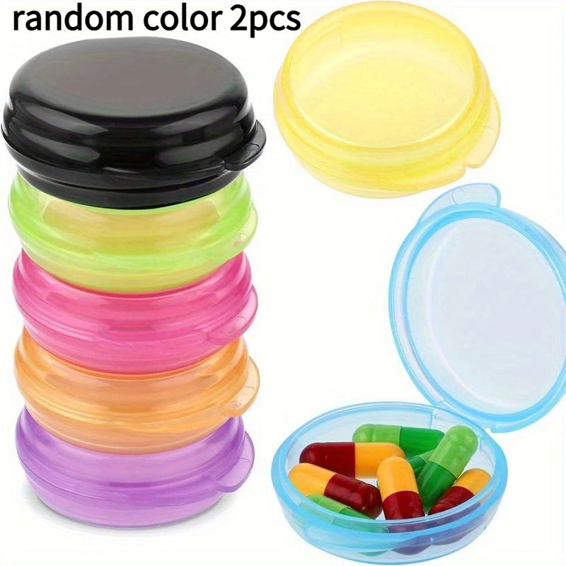 2-Pack Travel Pill Organizer – Color-Coded Compartments & Clear Lid Pill Organizer Richie's random color 2pcs