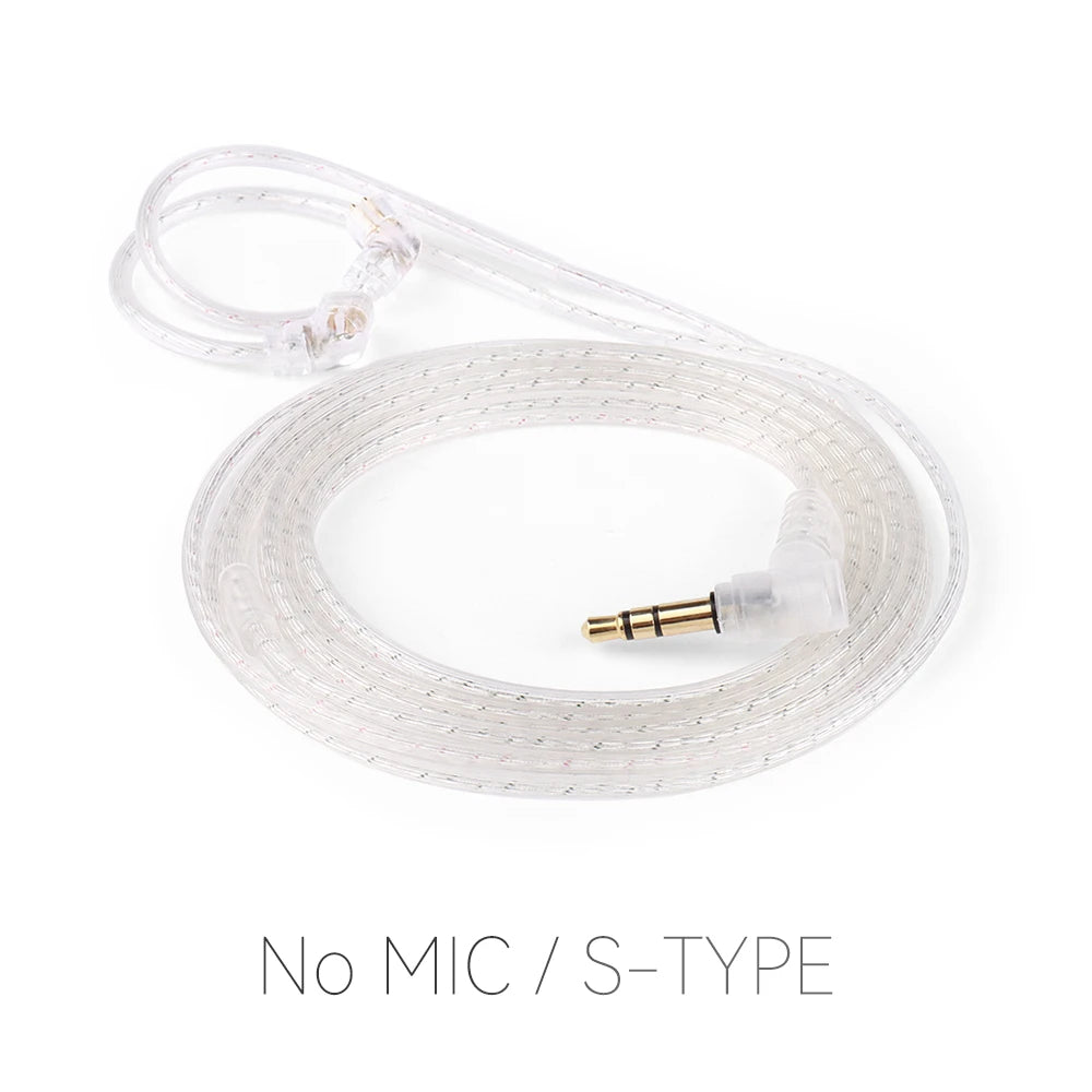 QKZ A2 HiFi Earphone Cable with Mic – 3.5mm Detachable 1.2M Earphone Cable Richie's A2 Silvery No MIC