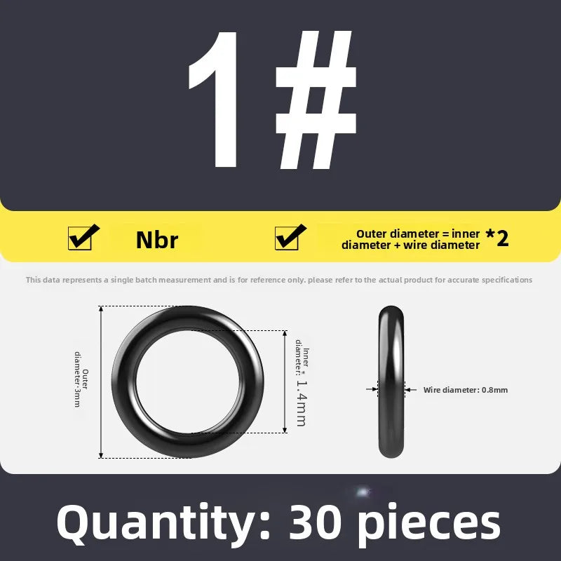 Kande Nitrile O-Ring Set 20-30pcs 1.4-26.5mm Oil Seal Gasket Rubber O-Ring Set Richie's 1.4x0.8 30pcs
