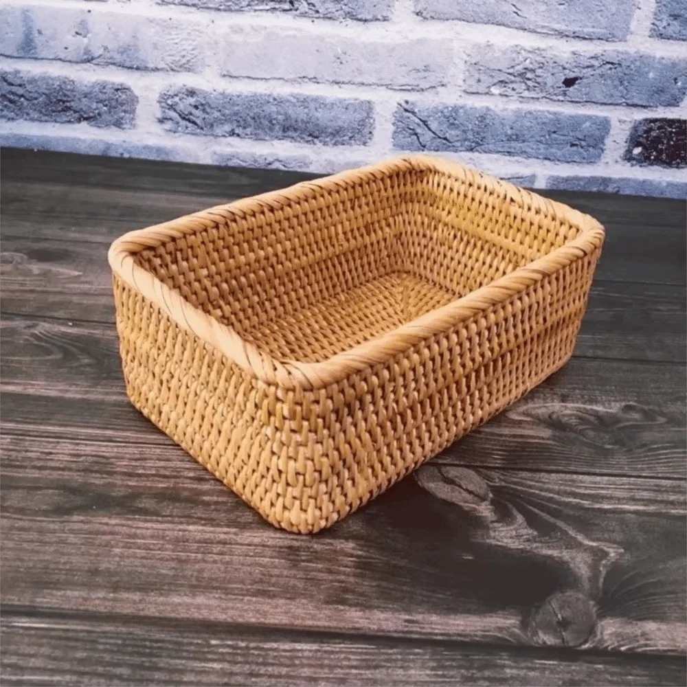 Handwoven Rattan Storage Basket | Desktop & Kitchen Organizer Rattan Storage Basket Richie's S