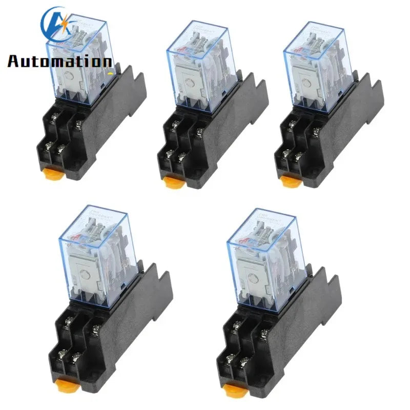 10pcs MY2NJ DPDT Power Relay with Socket Base 12V 24V 110V 220V Power Relay Richie's