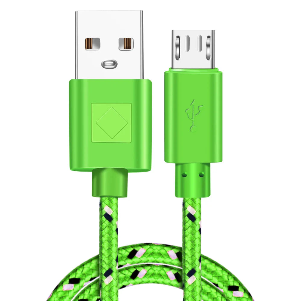 FUCHU 2m Nylon Braided Micro USB Fast Charging Cable – Multi-Color Micro USB Cable Richie's Green 2m