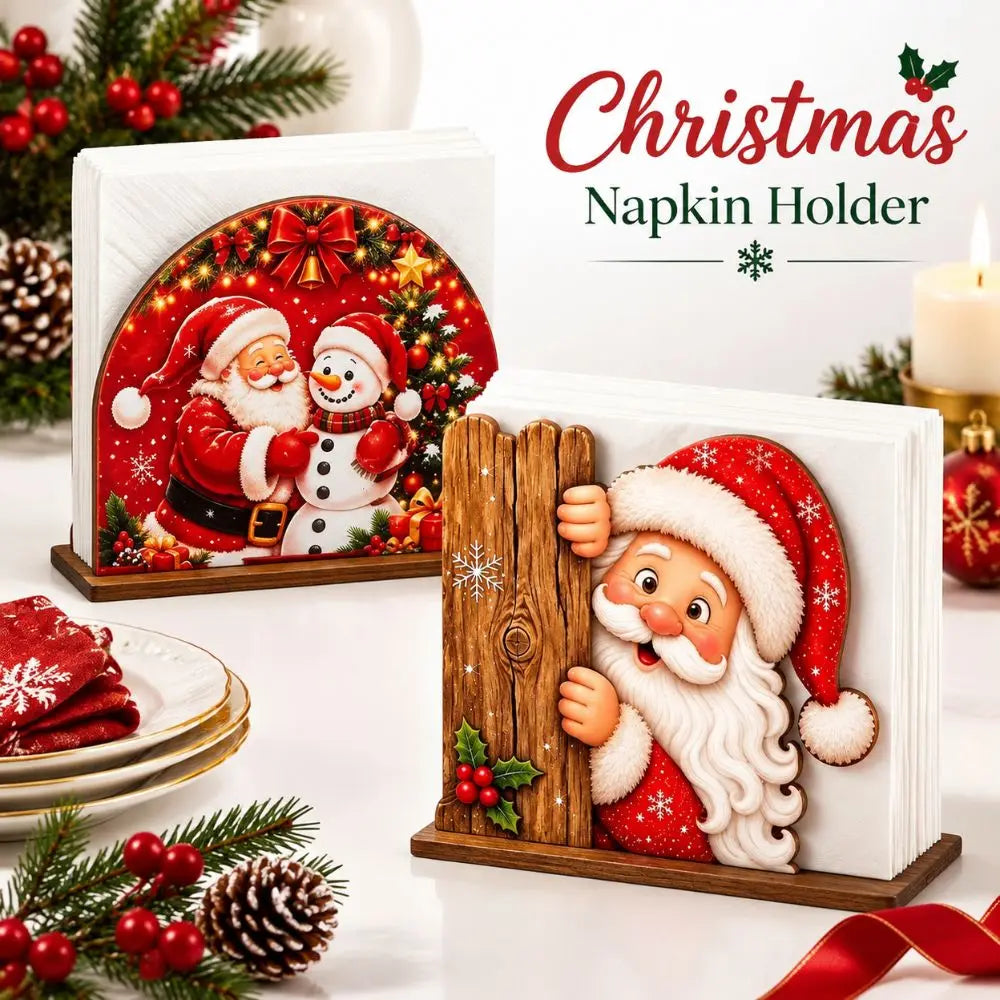 Wooden Peeking Santa Napkin Holder – Christmas Table Decor Christmas Napkin Holder Richie's