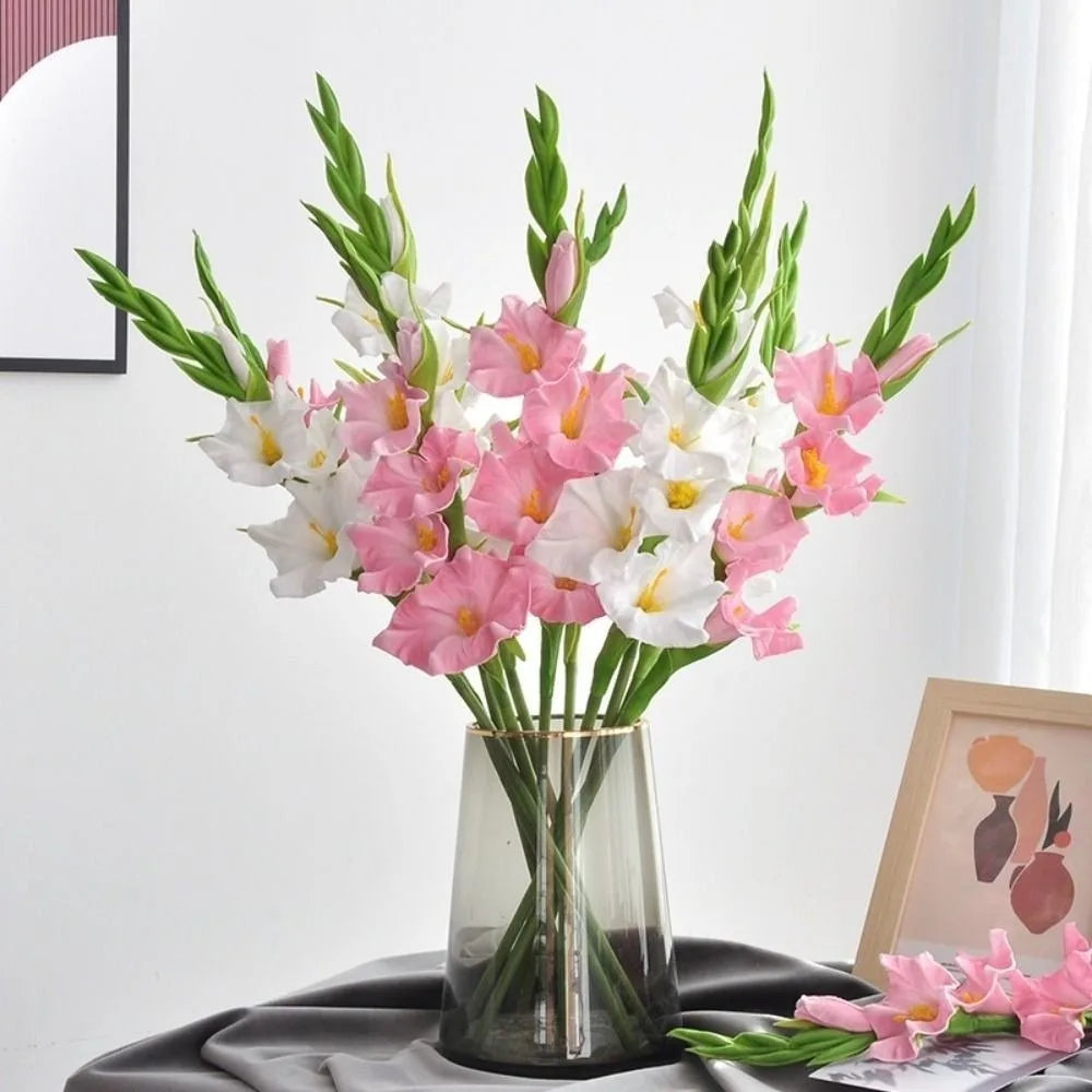 Purple White Artificial Gladiolus Branch – PU Fake Flower Stem Artificial Flower Stem Richie's
