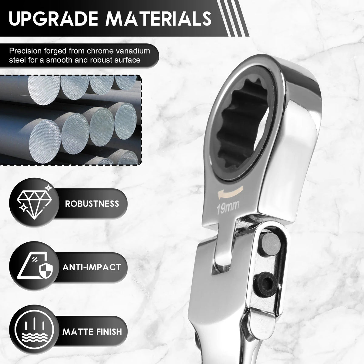 Flex Head Ratchet Wrench Set 8–19mm | Chrome Vanadium 11/12pc Ratchet Wrench Set Richie's