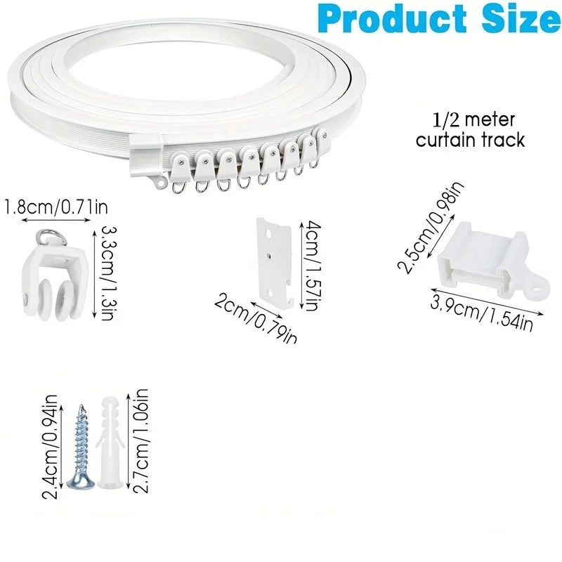 Flexible Bendable Curtain Track – Ceiling or Wall Mount 1m Curtain Track Rail Richie's