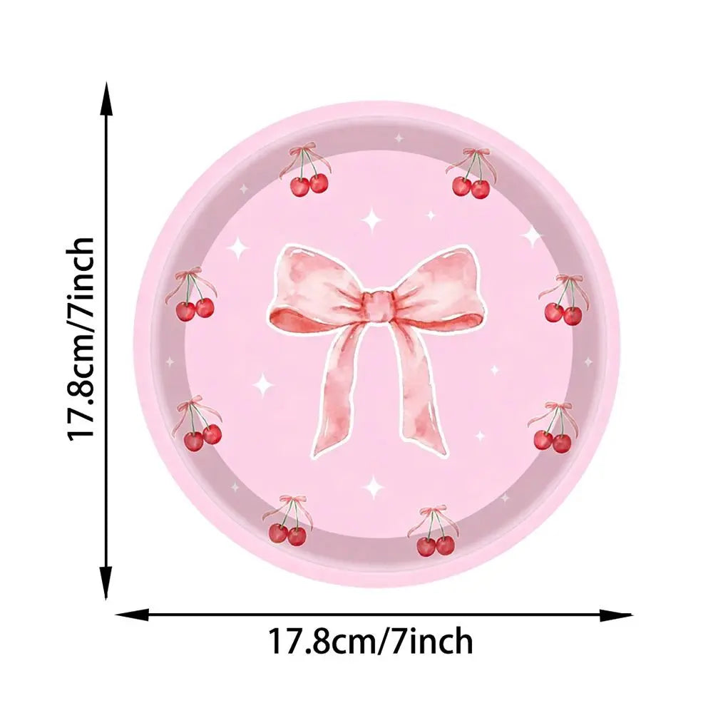 10pcs Pink Cherry Disposable Paper Plates 7 Inch Party Tableware Disposable Paper Plates Richie's