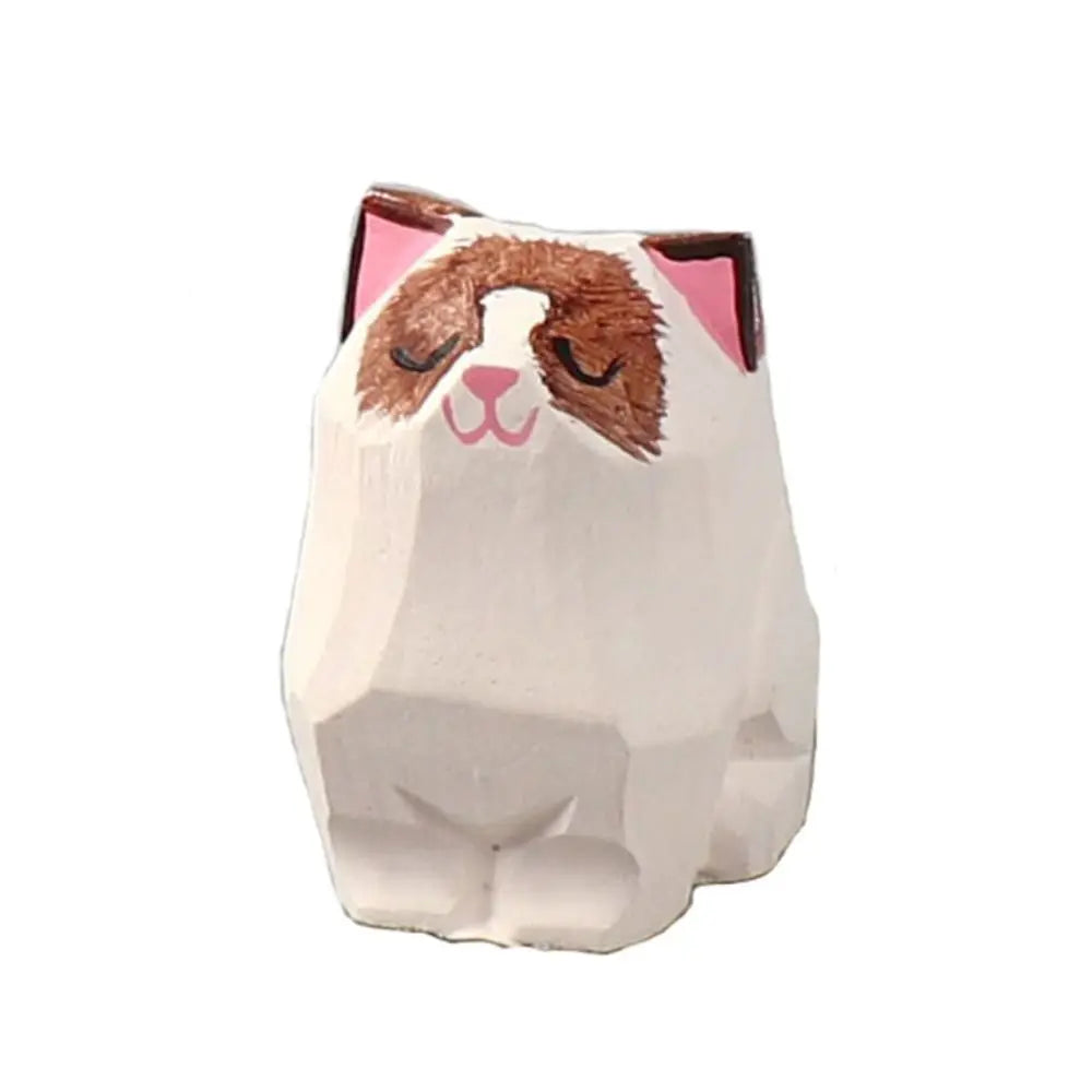 Carved Wooden Animal Figurine – Bear, Cat & Sheep Desk Decor Wooden Figurine Richie's cat 4