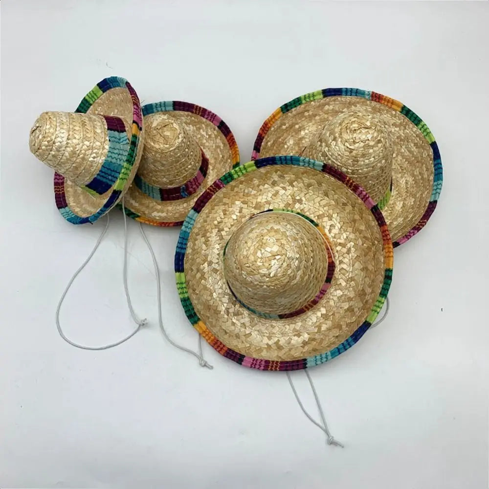 Unisex Mexican Straw Hat – Wide Brim Sun Protection Beach Hat Straw Sun Hat Richie's