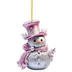 Pink Snowman 2D Acrylic Christmas Hanging Ornament Pendant Christmas Ornament Richie's Style 4