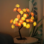 USB Rose Flower Tree LED Table Lamp | Warm Holiday Decor LED Decorative Lamp Richie's White-Pink
