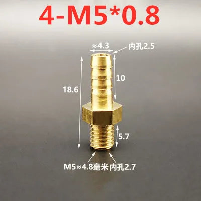Brass Barb Hose Fittings Male Metric M5 M6 M8 Thread Connector Brass Pipe Fitting Richie's 4mm to M5x0.8