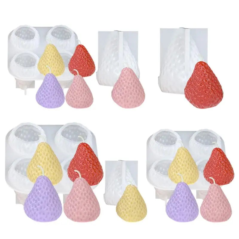 Strawberry Silicone Candle Mold – 1/4 Cavity DIY Fruit Shape Silicone Candle Mold Richie's