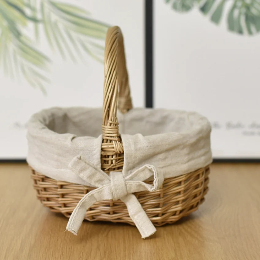 Handmade Wicker Basket with Handle – Woven Rattan Storage Wicker Storage Basket Richie's