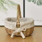 Handmade Wicker Basket with Handle – Woven Rattan Storage Wicker Storage Basket Richie's