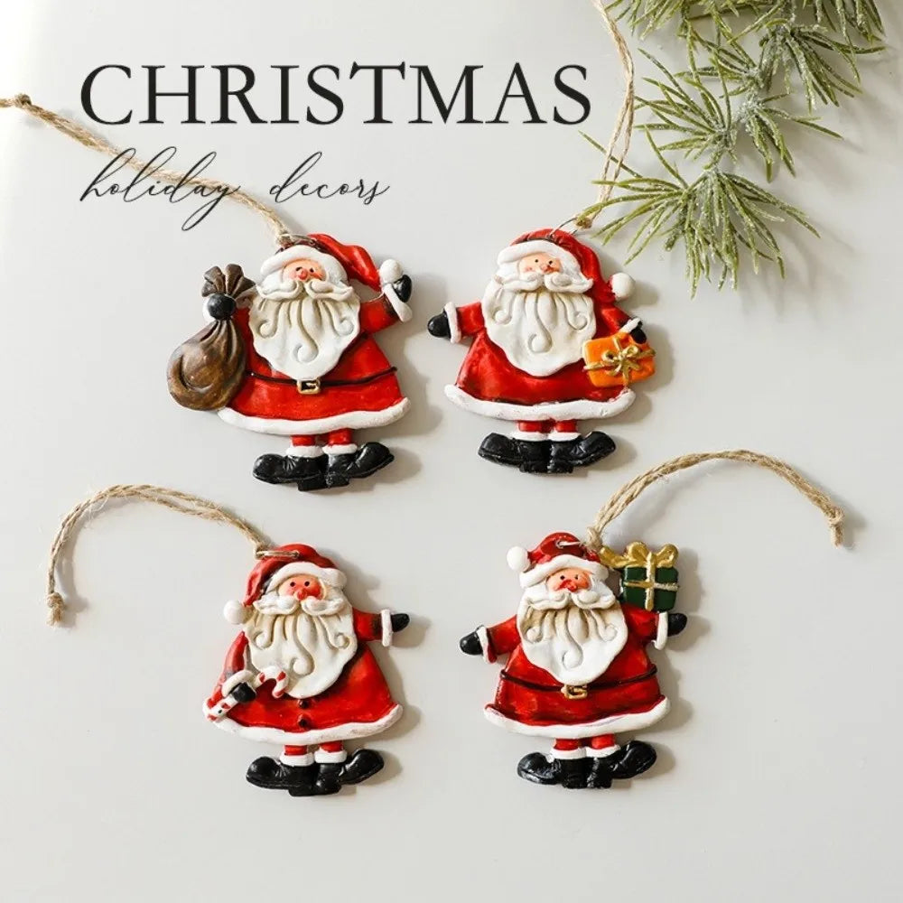 Resin Christmas Ornaments – Santa Claus & Snowman Pendants Christmas Tree Ornaments Richie's
