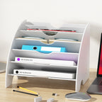 7-Tier Desktop File Organizer | White Vertical Document Rack Desktop File Organizer Richie's