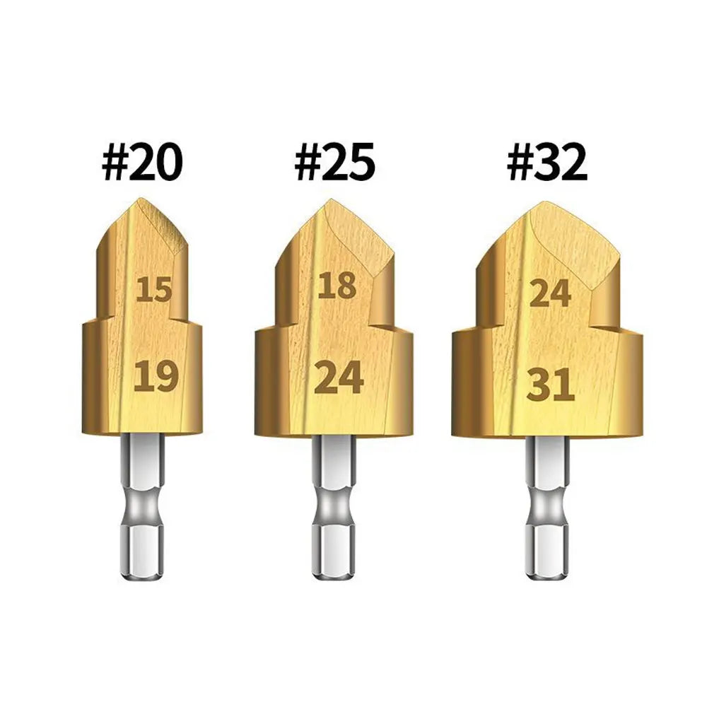 Binoax PPR Pipe Reamer Chamfer Step Drill Bit 20/25/32mm Step Drill Reamer Richie's Gold