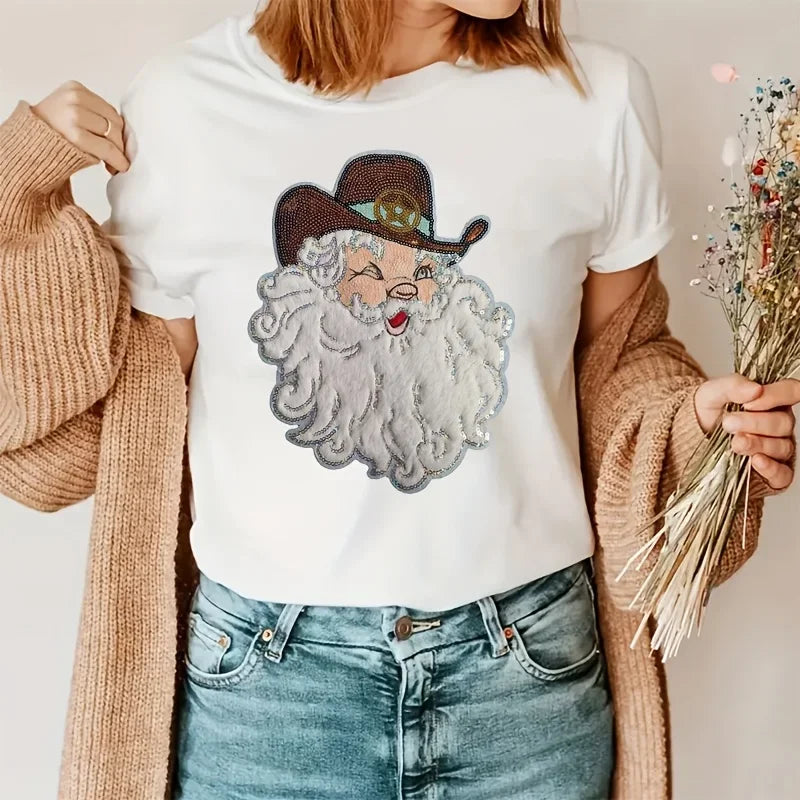 Santa Claus Plush Sequin Iron-On Embroidered Patch | Holiday Embroidered Iron-On Patch Richie's