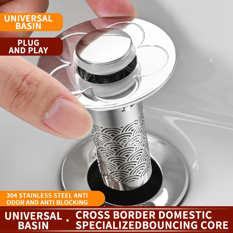 Stainless Steel Pop-Up Sink Stopper Hair Catcher Drain Filter Sink Drain Stopper Richie's