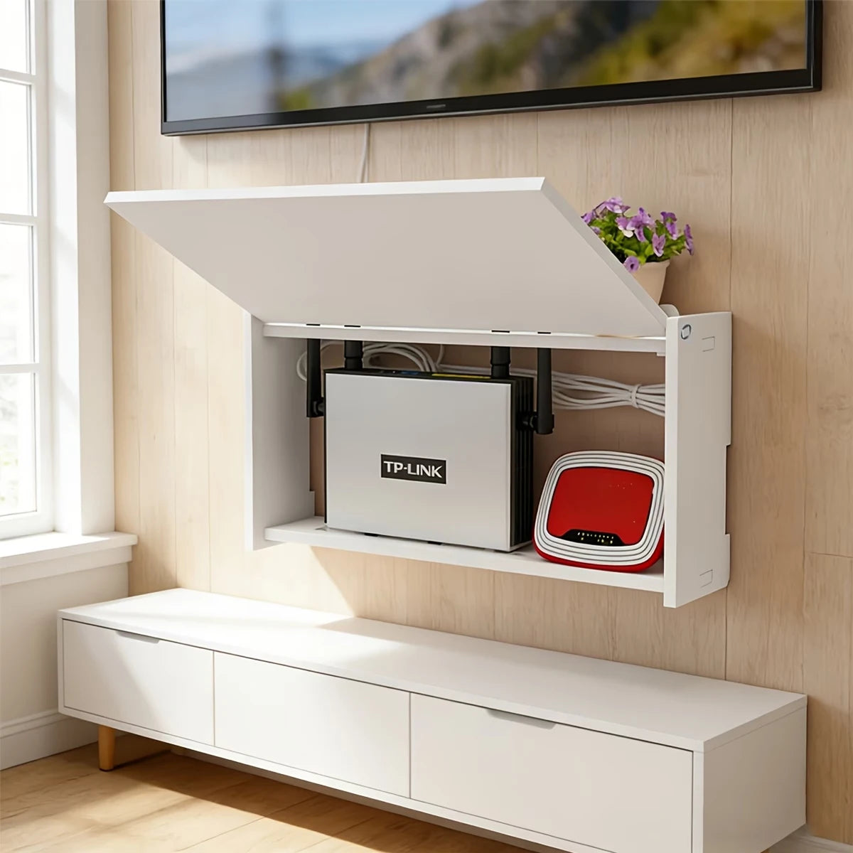 Wall Mount Router Storage Box – WiFi Modem Cable Organizer Cable Organizer Box Richie's