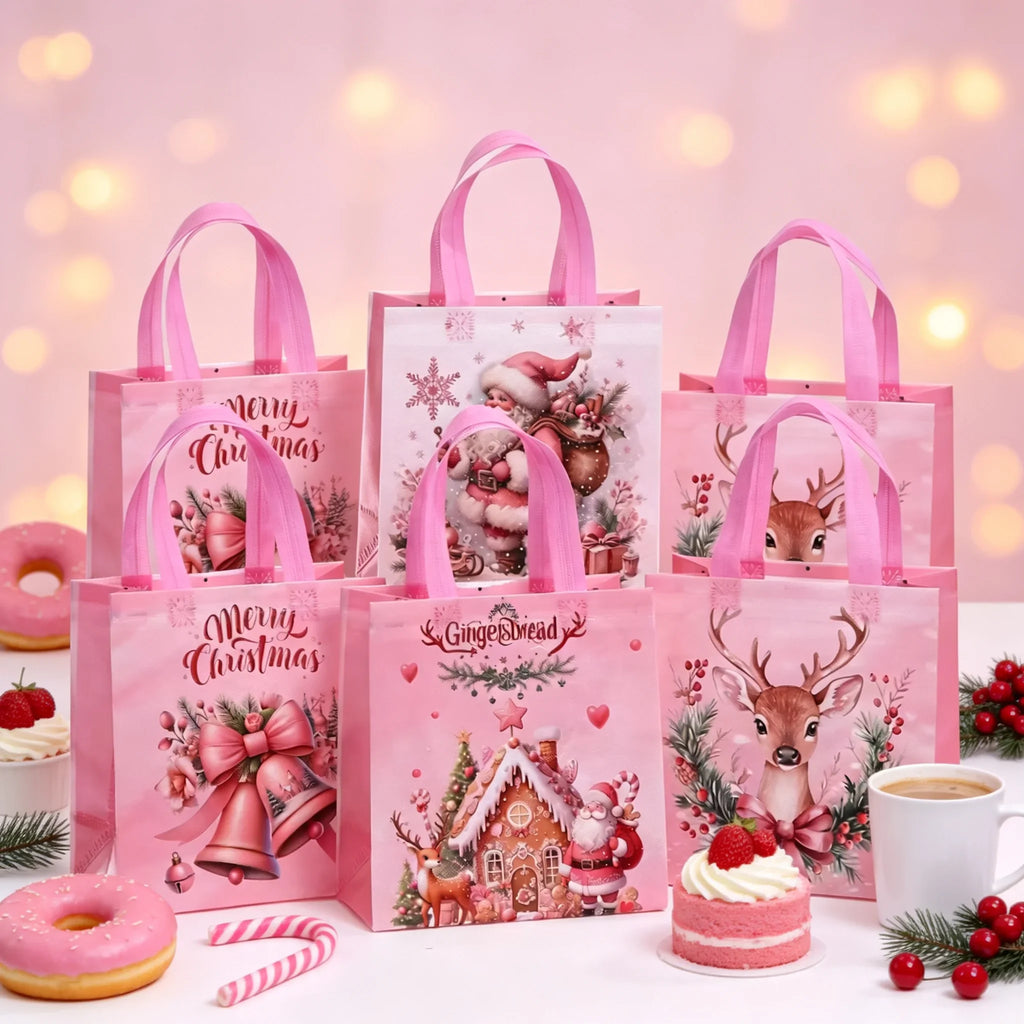8 Christmas Gift Bags – Santa & Reindeer Non-Woven Totes Christmas Gift Bags Richie's