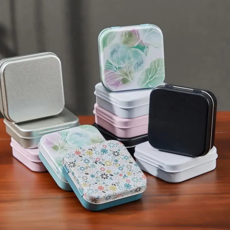 2-Pack Square Flip Top Tin Box – Portable Small Item Organizer Tin Storage Box Richie's