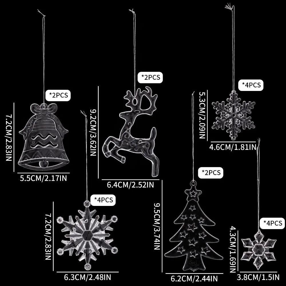 Acrylic Crystal Snowflake Ice Drop Christmas Tree Ornaments Christmas Tree Ornaments Richie's Set-2