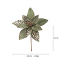 25CM Glitter Artificial Poinsettia Flower | Christmas Wedding Decor Artificial Decorative Flower Richie's Pea Green