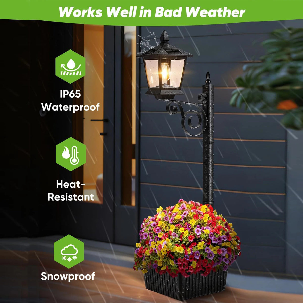 2-in-1 Solar Lamp Post with Planter | IP54 Outdoor Light Solar Garden Lamp Richie's