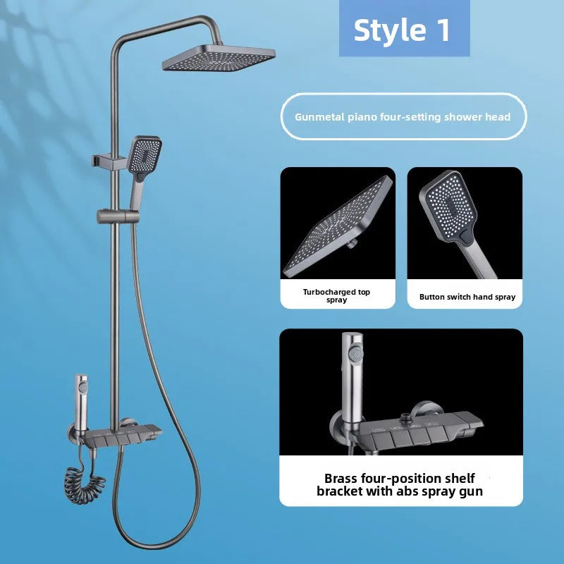 Brass Rain Shower System Set – Gun Gray Constant Temperature Rain Shower System Richie's 1