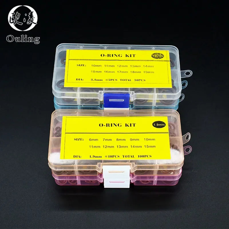 FKM O-Ring Kit 100pcs Fluorine Rubber Gasket Seal Assortment O-Ring Seal Kit Richie's