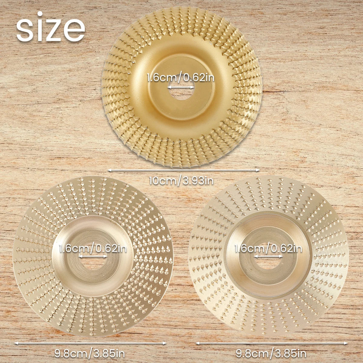 Wood Carving Disc Set – Angle Grinder Grinding Wheel & Burr Rasp Wood Carving Disc Set Richie's Gold 3pcs
