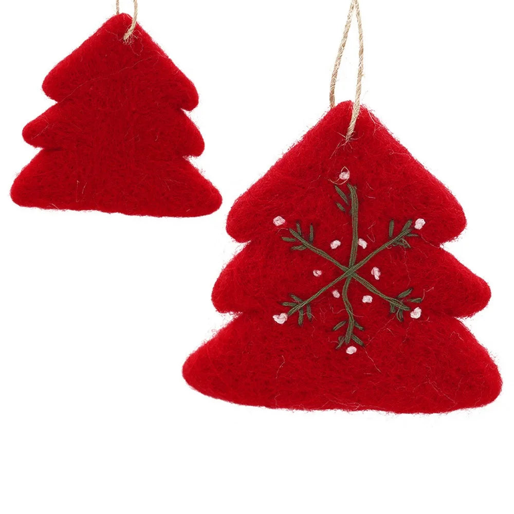 Felt Christmas Ornaments Embroidered Snowflake Tree Star Heart Christmas Ornaments Richie's Red Tree