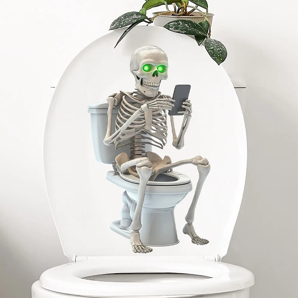 Skeleton Toilet Sticker – Funny Bathroom Wall Decal Bathroom Wall Sticker Richie's
