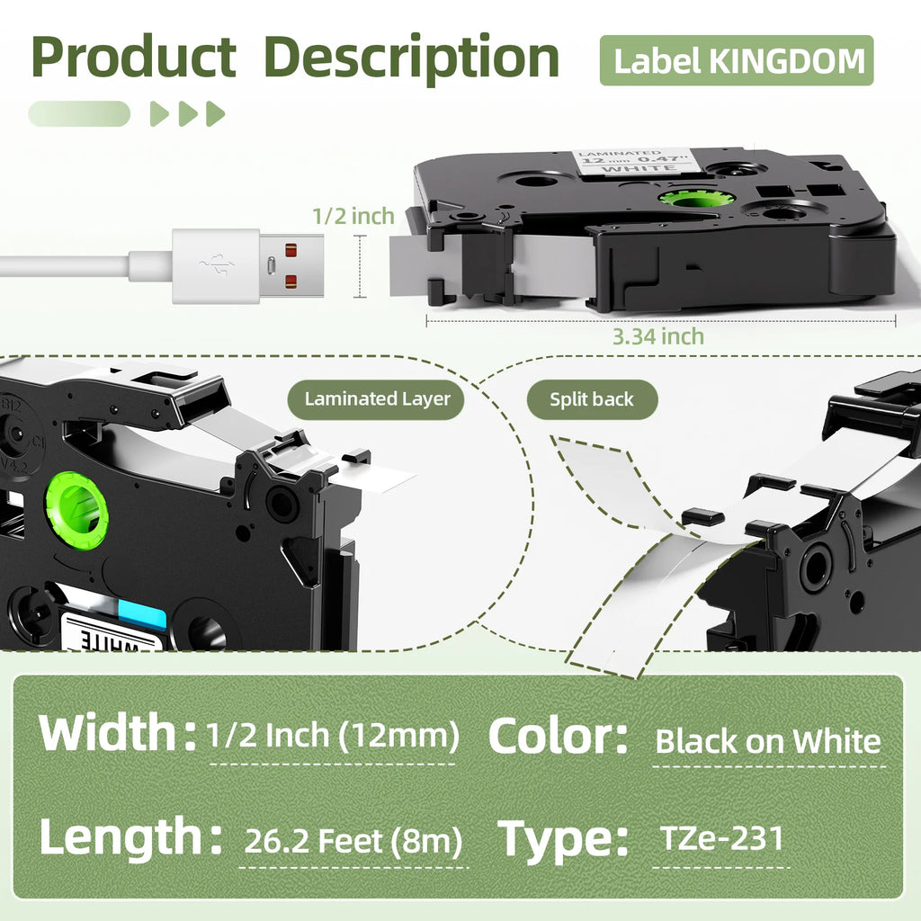 Brother P-Touch TZe Compatible Laminated Label Tape 6–24mm Label Maker Tape Richie's