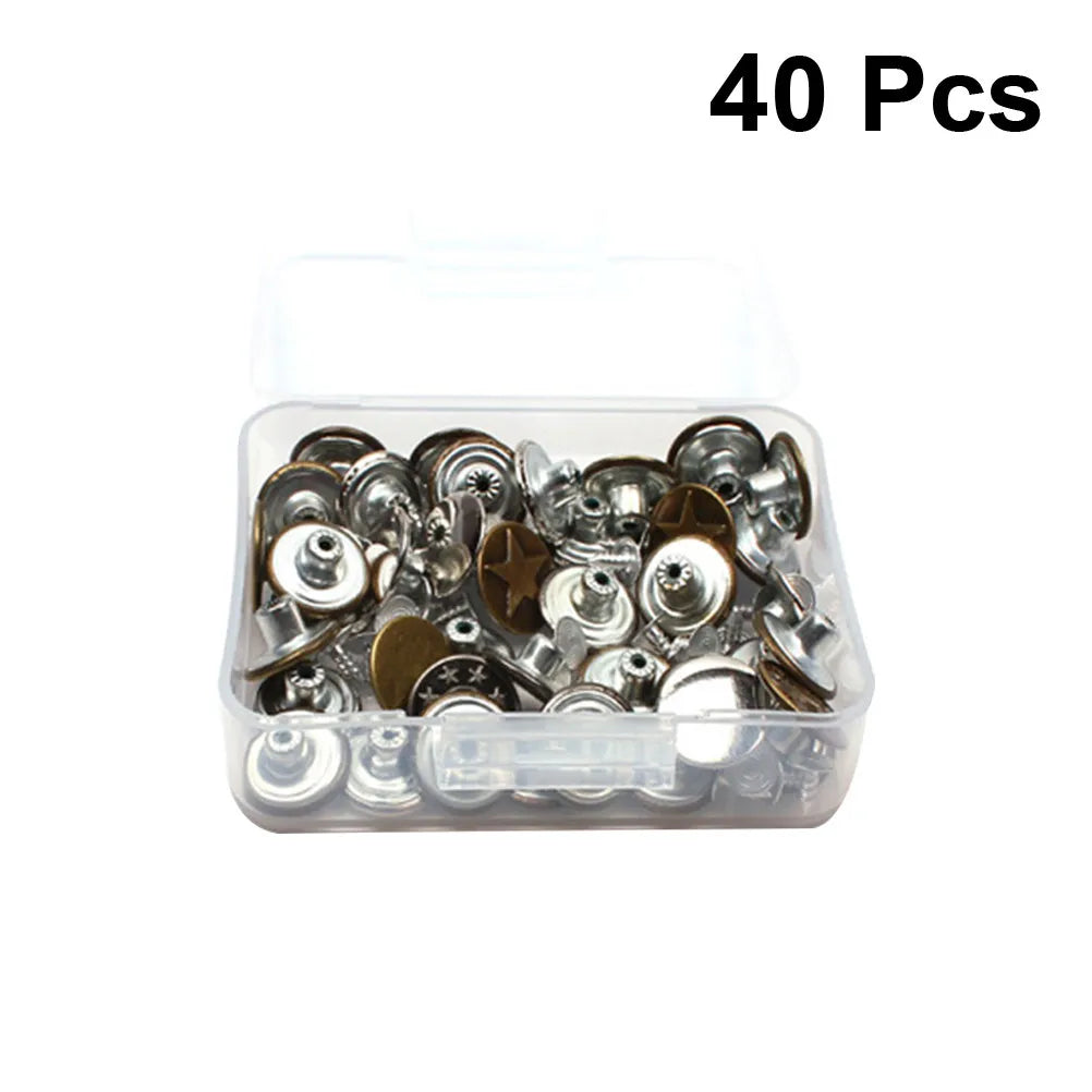 40 Pcs Replacement Jean Buttons Rivets Bulk Set – Iron Silver Clothing Buttons Set Richie's