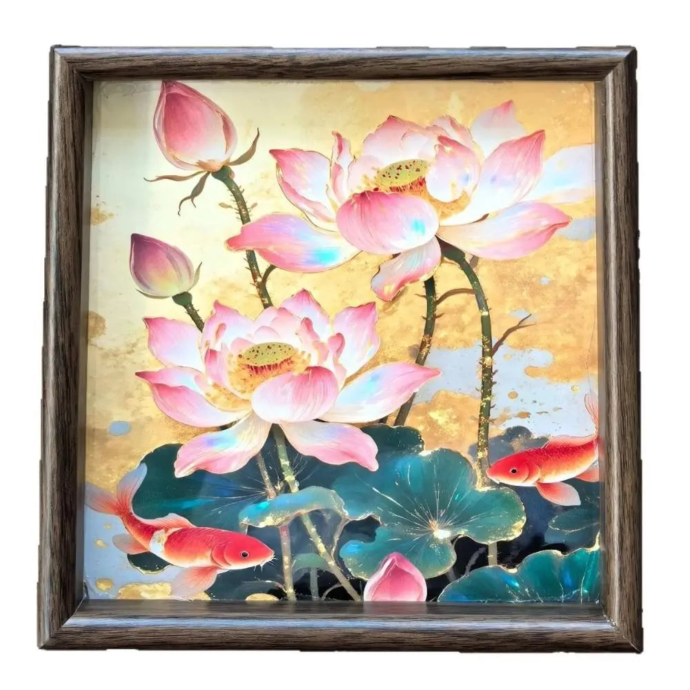 Wooden Lotus Floral Decorative Tray 20cm Square Set of 2 Decorative Wood Tray Richie's