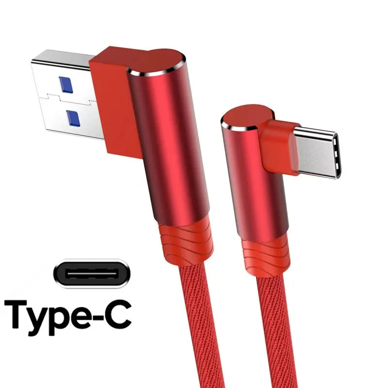 90° USB-A to USB-C Fast Charging Cable Nylon Braided L-Shape USB Charging Cable Richie's Red 1.5m