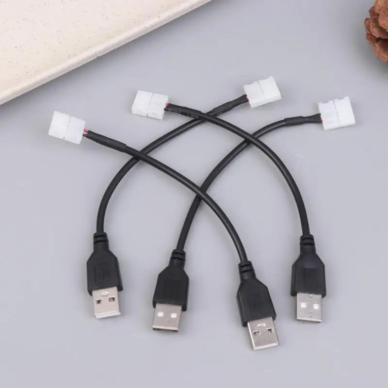 USB to 2-Pin LED Strip Connector 8mm 10mm No-Weld 5/10Pcs LED Strip Connector Richie's