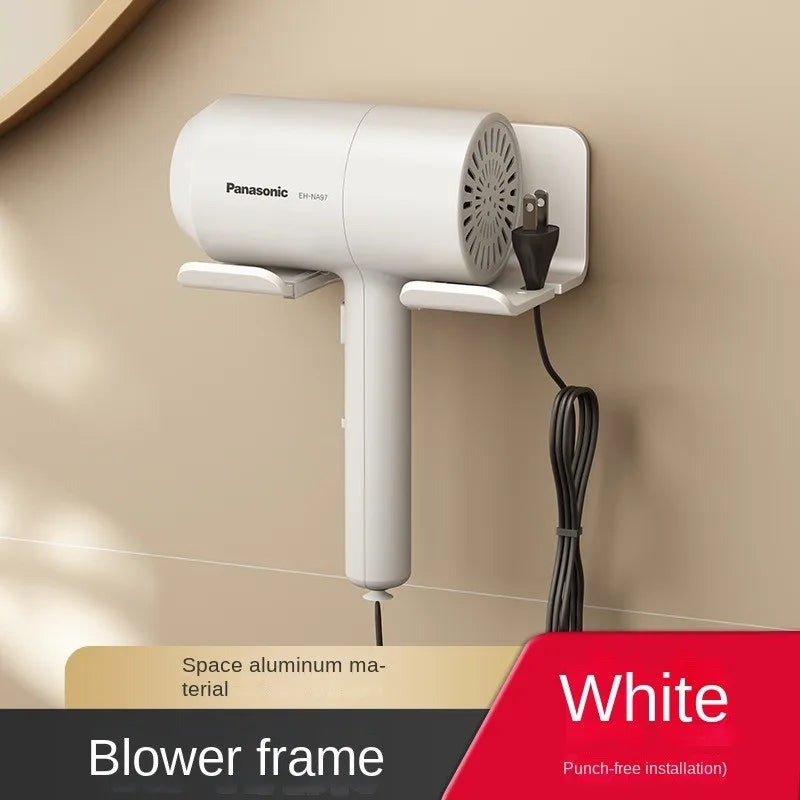 Wall-Mounted Hair Dryer Holder & Straightener Stand – Aluminum Hair Dryer Holder Richie's white