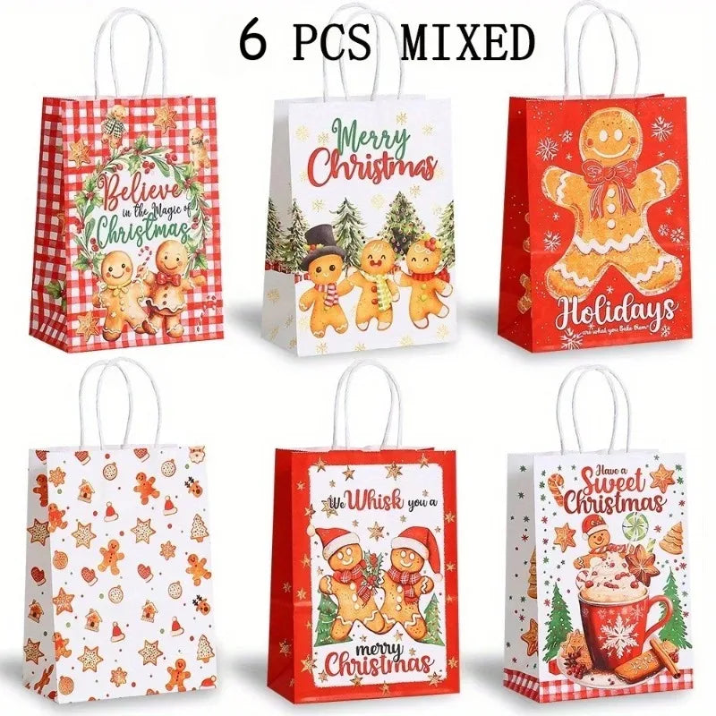 Christmas Paper Treat Bags with Handles – 6/12/24 Pack Christmas Gift Bags Richie's 6pcs