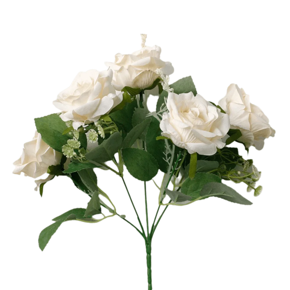 5-Head Silk Artificial Hydrangea Flowers – Lifelike Faux Bouquet Artificial Silk Flowers Richie's White
