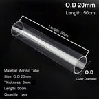 Clear Acrylic Tube for Aquarium & DIY – Multi-Size 20/50cm Aquarium Pipe Tube Richie's OD20mm - 50cm