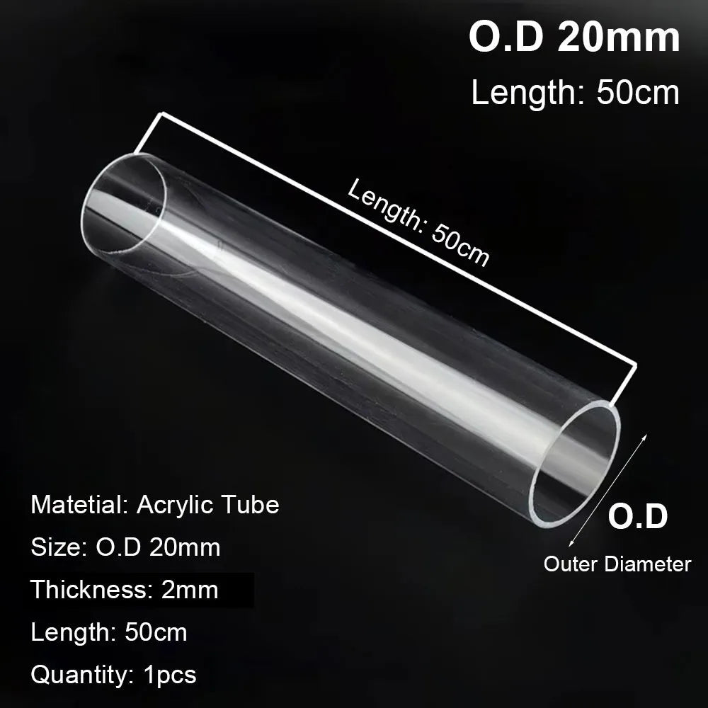 Clear Acrylic Tube for Aquarium & DIY – 20/50cm Multiple Sizes Acrylic Aquarium Tube Richie's OD20mm - 50cm