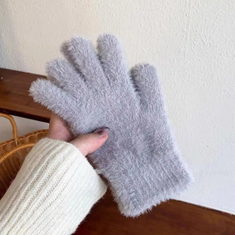 Women's Plush Velvet Winter Gloves – Warm Knit Cycling Mittens Winter Knit Gloves Richie's