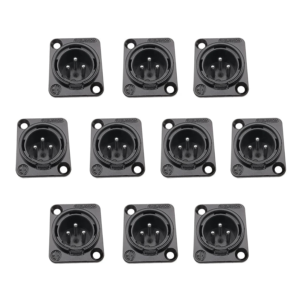 10Pcs 3-Pin XLR Male Female Connectors Black Metal Solder XLR Audio Connector Richie's 10 Male