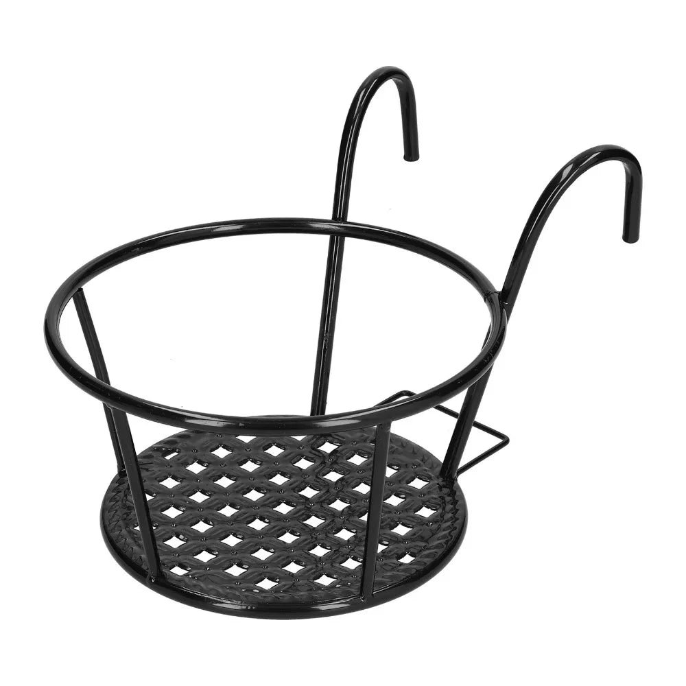 Wrought Iron Hanging Flower Pot Rack – European Wall Mount Plant Pot Rack Richie's Black