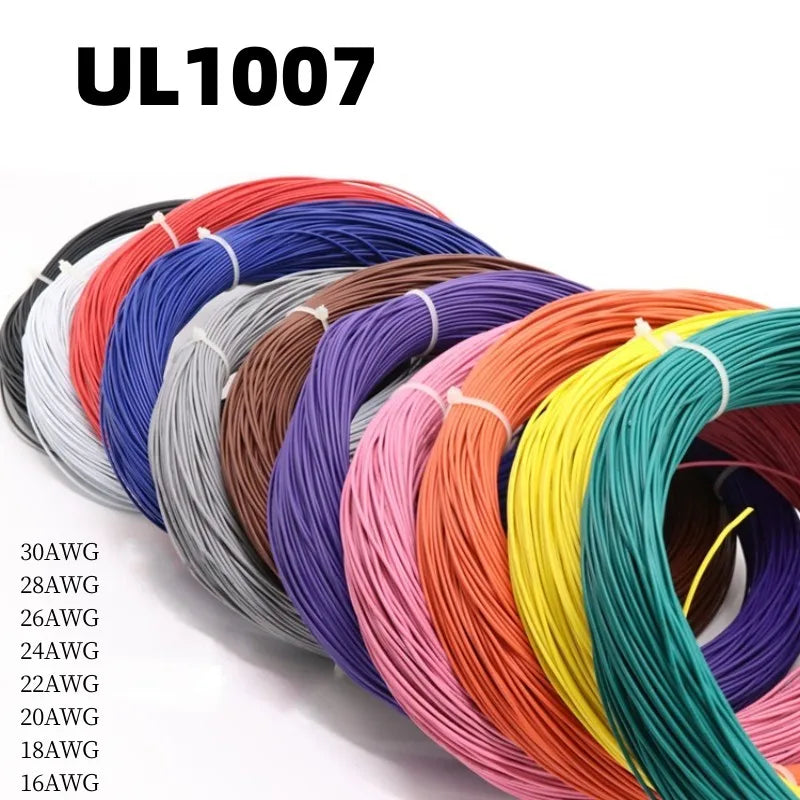 2M UL1007 Tinned Copper Wire PVC 16–30 AWG DIY Cable Electrical Hook-Up Wire Richie's brown 18AWG 2M